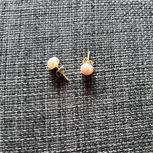 Elegant Genuine Champagne Pearl Stud Earrings